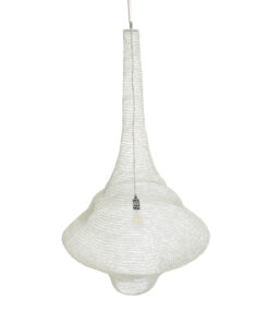 GloboStar® KENTUCKY 01877 Vintage Κρεμαστό Φωτιστικό Οροφής Μονόφωτο 1 x E27 AC220-240V IP20 – Φ80 x Υ140cm – Μπεζ Εκρού Μεταλλικό Πλέγμα