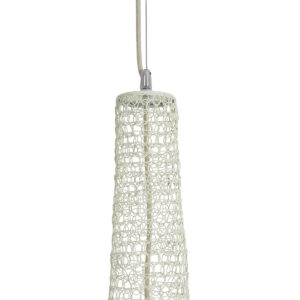 GloboStar® KENTUCKY 01877 Vintage Κρεμαστό Φωτιστικό Οροφής Μονόφωτο 1 x E27 AC220-240V IP20 – Φ80 x Υ140cm – Μπεζ Εκρού Μεταλλικό Πλέγμα