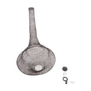 GloboStar® KENTUCKY 01878 Vintage Κρεμαστό Φωτιστικό Οροφής Μονόφωτο 1 x E27 AC220-240V IP20 – Φ80 x Υ140cm – Σκούρο Καφέ Μεταλλικό Πλέγμα