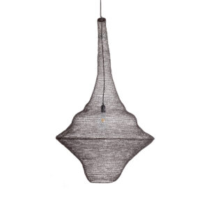 GloboStar® KENTUCKY 01878 Vintage Κρεμαστό Φωτιστικό Οροφής Μονόφωτο 1 x E27 AC220-240V IP20 – Φ80 x Υ140cm – Σκούρο Καφέ Μεταλλικό Πλέγμα