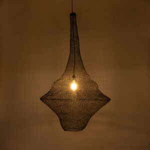 GloboStar® KENTUCKY 01878 Vintage Κρεμαστό Φωτιστικό Οροφής Μονόφωτο 1 x E27 AC220-240V IP20 – Φ80 x Υ140cm – Σκούρο Καφέ Μεταλλικό Πλέγμα