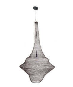 GloboStar® KENTUCKY 01878 Vintage Κρεμαστό Φωτιστικό Οροφής Μονόφωτο 1 x E27 AC220-240V IP20 – Φ80 x Υ140cm – Σκούρο Καφέ Μεταλλικό Πλέγμα