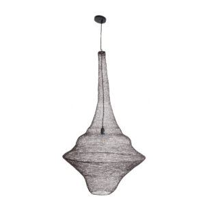 GloboStar® KENTUCKY 01878 Vintage Κρεμαστό Φωτιστικό Οροφής Μονόφωτο 1 x E27 AC220-240V IP20 – Φ80 x Υ140cm – Σκούρο Καφέ Μεταλλικό Πλέγμα