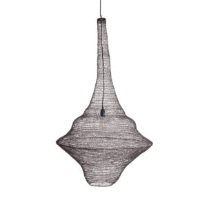 GloboStar® KENTUCKY 01878 Vintage Κρεμαστό Φωτιστικό Οροφής Μονόφωτο 1 x E27 AC220-240V IP20 – Φ80 x Υ140cm – Σκούρο Καφέ Μεταλλικό Πλέγμα