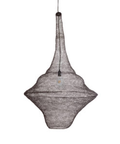 GloboStar® KENTUCKY 01878 Vintage Κρεμαστό Φωτιστικό Οροφής Μονόφωτο 1 x E27 AC220-240V IP20 – Φ80 x Υ140cm – Σκούρο Καφέ Μεταλλικό Πλέγμα