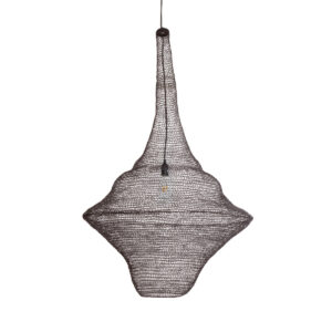 GloboStar® KENTUCKY 01878 Vintage Κρεμαστό Φωτιστικό Οροφής Μονόφωτο 1 x E27 AC220-240V IP20 – Φ80 x Υ140cm – Σκούρο Καφέ Μεταλλικό Πλέγμα