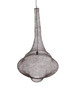 GloboStar® KENTUCKY 01878 Vintage Κρεμαστό Φωτιστικό Οροφής Μονόφωτο 1 x E27 AC220-240V IP20 – Φ80 x Υ140cm – Σκούρο Καφέ Μεταλλικό Πλέγμα