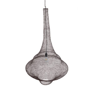 GloboStar® KENTUCKY 01878 Vintage Κρεμαστό Φωτιστικό Οροφής Μονόφωτο 1 x E27 AC220-240V IP20 – Φ80 x Υ140cm – Σκούρο Καφέ Μεταλλικό Πλέγμα