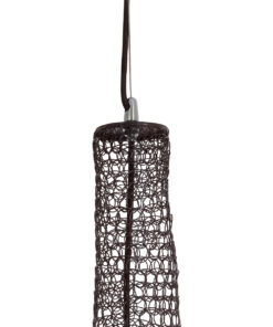 GloboStar® KENTUCKY 01878 Vintage Κρεμαστό Φωτιστικό Οροφής Μονόφωτο 1 x E27 AC220-240V IP20 – Φ80 x Υ140cm – Σκούρο Καφέ Μεταλλικό Πλέγμα