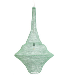 GloboStar® KENTUCKY 01879 Vintage Κρεμαστό Φωτιστικό Οροφής Μονόφωτο 1 x E27 AC220-240V IP20 – Φ80 x Υ140cm – Τιρκουάζ Μεταλλικό Πλέγμα