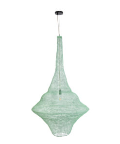 GloboStar® KENTUCKY 01879 Vintage Κρεμαστό Φωτιστικό Οροφής Μονόφωτο 1 x E27 AC220-240V IP20 – Φ80 x Υ140cm – Τιρκουάζ Μεταλλικό Πλέγμα