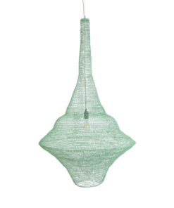 GloboStar® KENTUCKY 01879 Vintage Κρεμαστό Φωτιστικό Οροφής Μονόφωτο 1 x E27 AC220-240V IP20 – Φ80 x Υ140cm – Τιρκουάζ Μεταλλικό Πλέγμα