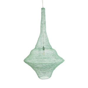 GloboStar® KENTUCKY 01879 Vintage Κρεμαστό Φωτιστικό Οροφής Μονόφωτο 1 x E27 AC220-240V IP20 – Φ80 x Υ140cm – Τιρκουάζ Μεταλλικό Πλέγμα