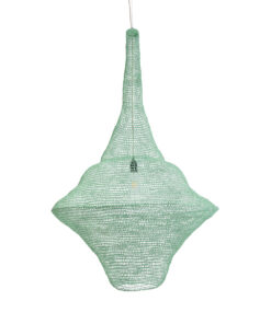 GloboStar® KENTUCKY 01879 Vintage Κρεμαστό Φωτιστικό Οροφής Μονόφωτο 1 x E27 AC220-240V IP20 – Φ80 x Υ140cm – Τιρκουάζ Μεταλλικό Πλέγμα