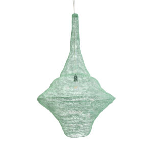 GloboStar® KENTUCKY 01879 Vintage Κρεμαστό Φωτιστικό Οροφής Μονόφωτο 1 x E27 AC220-240V IP20 – Φ80 x Υ140cm – Τιρκουάζ Μεταλλικό Πλέγμα