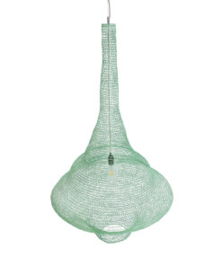 GloboStar® KENTUCKY 01879 Vintage Κρεμαστό Φωτιστικό Οροφής Μονόφωτο 1 x E27 AC220-240V IP20 – Φ80 x Υ140cm – Τιρκουάζ Μεταλλικό Πλέγμα