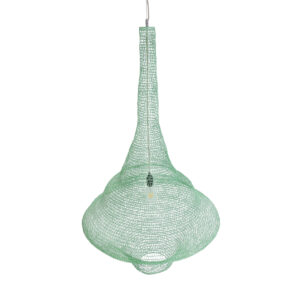 GloboStar® KENTUCKY 01879 Vintage Κρεμαστό Φωτιστικό Οροφής Μονόφωτο 1 x E27 AC220-240V IP20 – Φ80 x Υ140cm – Τιρκουάζ Μεταλλικό Πλέγμα