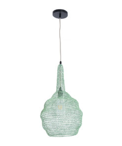 GloboStar® KENTUCKY 01882 Vintage Κρεμαστό Φωτιστικό Οροφής Μονόφωτο 1 x E27 AC220-240V IP20 – Φ30 x Υ50cm – Τιρκουάζ Μεταλλικό Πλέγμα