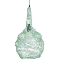 GloboStar® KENTUCKY 01882 Vintage Κρεμαστό Φωτιστικό Οροφής Μονόφωτο 1 x E27 AC220-240V IP20 – Φ30 x Υ50cm – Τιρκουάζ Μεταλλικό Πλέγμα