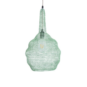 GloboStar® KENTUCKY 01882 Vintage Κρεμαστό Φωτιστικό Οροφής Μονόφωτο 1 x E27 AC220-240V IP20 – Φ30 x Υ50cm – Τιρκουάζ Μεταλλικό Πλέγμα