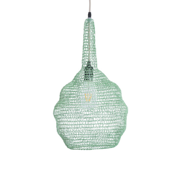 GloboStar® KENTUCKY 01882 Vintage Κρεμαστό Φωτιστικό Οροφής Μονόφωτο 1 x E27 AC220-240V IP20 – Φ30 x Υ50cm – Τιρκουάζ Μεταλλικό Πλέγμα