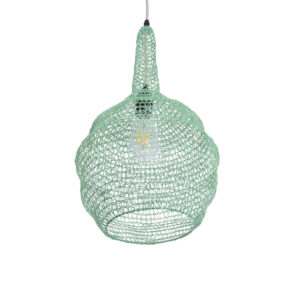 GloboStar® KENTUCKY 01882 Vintage Κρεμαστό Φωτιστικό Οροφής Μονόφωτο 1 x E27 AC220-240V IP20 – Φ30 x Υ50cm – Τιρκουάζ Μεταλλικό Πλέγμα