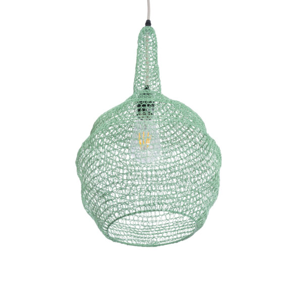 GloboStar® KENTUCKY 01882 Vintage Κρεμαστό Φωτιστικό Οροφής Μονόφωτο 1 x E27 AC220-240V IP20 – Φ30 x Υ50cm – Τιρκουάζ Μεταλλικό Πλέγμα