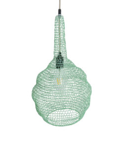 GloboStar® KENTUCKY 01882 Vintage Κρεμαστό Φωτιστικό Οροφής Μονόφωτο 1 x E27 AC220-240V IP20 – Φ30 x Υ50cm – Τιρκουάζ Μεταλλικό Πλέγμα