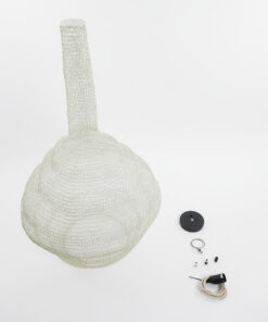 GloboStar® KENTUCKY 01883 Vintage Κρεμαστό Φωτιστικό Οροφής Μονόφωτο 1 x E27 AC220-240V IP20 – Φ60 x Υ90cm – Μπεζ Εκρού Μεταλλικό Πλέγμα