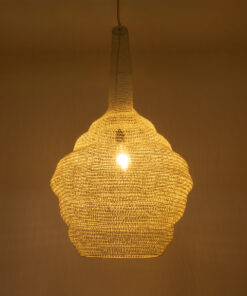 GloboStar® KENTUCKY 01883 Vintage Κρεμαστό Φωτιστικό Οροφής Μονόφωτο 1 x E27 AC220-240V IP20 – Φ60 x Υ90cm – Μπεζ Εκρού Μεταλλικό Πλέγμα