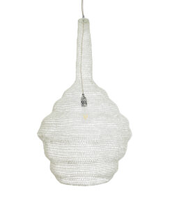 GloboStar® KENTUCKY 01883 Vintage Κρεμαστό Φωτιστικό Οροφής Μονόφωτο 1 x E27 AC220-240V IP20 – Φ60 x Υ90cm – Μπεζ Εκρού Μεταλλικό Πλέγμα