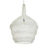 GloboStar® KENTUCKY 01883 Vintage Κρεμαστό Φωτιστικό Οροφής Μονόφωτο 1 x E27 AC220-240V IP20 – Φ60 x Υ90cm – Μπεζ Εκρού Μεταλλικό Πλέγμα