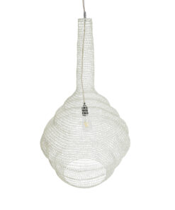 GloboStar® KENTUCKY 01883 Vintage Κρεμαστό Φωτιστικό Οροφής Μονόφωτο 1 x E27 AC220-240V IP20 – Φ60 x Υ90cm – Μπεζ Εκρού Μεταλλικό Πλέγμα