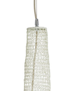 GloboStar® KENTUCKY 01883 Vintage Κρεμαστό Φωτιστικό Οροφής Μονόφωτο 1 x E27 AC220-240V IP20 – Φ60 x Υ90cm – Μπεζ Εκρού Μεταλλικό Πλέγμα