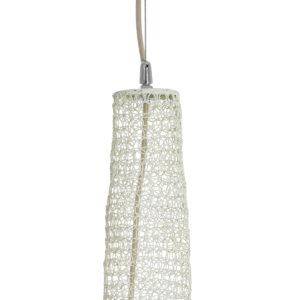 GloboStar® KENTUCKY 01883 Vintage Κρεμαστό Φωτιστικό Οροφής Μονόφωτο 1 x E27 AC220-240V IP20 – Φ60 x Υ90cm – Μπεζ Εκρού Μεταλλικό Πλέγμα
