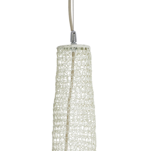 GloboStar® KENTUCKY 01883 Vintage Κρεμαστό Φωτιστικό Οροφής Μονόφωτο 1 x E27 AC220-240V IP20 – Φ60 x Υ90cm – Μπεζ Εκρού Μεταλλικό Πλέγμα