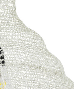 GloboStar® KENTUCKY 01883 Vintage Κρεμαστό Φωτιστικό Οροφής Μονόφωτο 1 x E27 AC220-240V IP20 – Φ60 x Υ90cm – Μπεζ Εκρού Μεταλλικό Πλέγμα