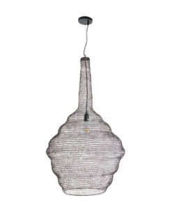 GloboStar® KENTUCKY 01884 Vintage Κρεμαστό Φωτιστικό Οροφής Μονόφωτο 1 x E27 AC220-240V IP20 – Φ60 x Υ90cm – Σκούρο Καφέ Μεταλλικό Πλέγμα