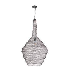 GloboStar® KENTUCKY 01884 Vintage Κρεμαστό Φωτιστικό Οροφής Μονόφωτο 1 x E27 AC220-240V IP20 – Φ60 x Υ90cm – Σκούρο Καφέ Μεταλλικό Πλέγμα