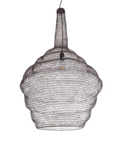 GloboStar® KENTUCKY 01884 Vintage Κρεμαστό Φωτιστικό Οροφής Μονόφωτο 1 x E27 AC220-240V IP20 – Φ60 x Υ90cm – Σκούρο Καφέ Μεταλλικό Πλέγμα