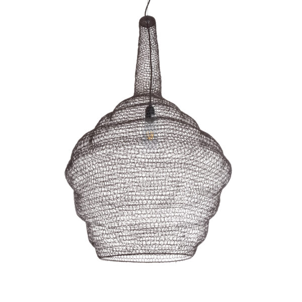 GloboStar® KENTUCKY 01884 Vintage Κρεμαστό Φωτιστικό Οροφής Μονόφωτο 1 x E27 AC220-240V IP20 – Φ60 x Υ90cm – Σκούρο Καφέ Μεταλλικό Πλέγμα