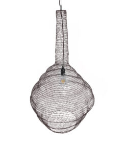 GloboStar® KENTUCKY 01884 Vintage Κρεμαστό Φωτιστικό Οροφής Μονόφωτο 1 x E27 AC220-240V IP20 – Φ60 x Υ90cm – Σκούρο Καφέ Μεταλλικό Πλέγμα