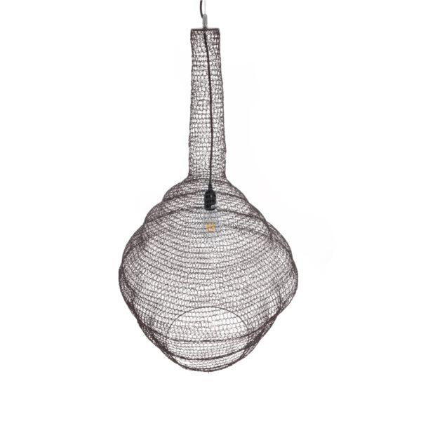 GloboStar® KENTUCKY 01884 Vintage Κρεμαστό Φωτιστικό Οροφής Μονόφωτο 1 x E27 AC220-240V IP20 – Φ60 x Υ90cm – Σκούρο Καφέ Μεταλλικό Πλέγμα