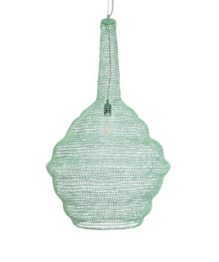 GloboStar® KENTUCKY 01885 Vintage Κρεμαστό Φωτιστικό Οροφής Μονόφωτο 1 x E27 AC220-240V IP20 – Φ60 x Υ90cm – Τιρκουάζ Μεταλλικό Πλέγμα