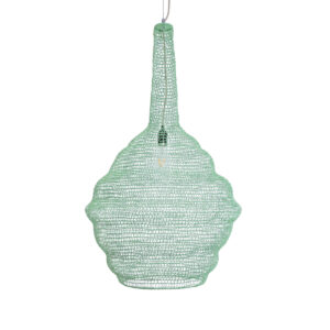 GloboStar® KENTUCKY 01885 Vintage Κρεμαστό Φωτιστικό Οροφής Μονόφωτο 1 x E27 AC220-240V IP20 – Φ60 x Υ90cm – Τιρκουάζ Μεταλλικό Πλέγμα