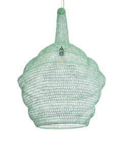 GloboStar® KENTUCKY 01885 Vintage Κρεμαστό Φωτιστικό Οροφής Μονόφωτο 1 x E27 AC220-240V IP20 – Φ60 x Υ90cm – Τιρκουάζ Μεταλλικό Πλέγμα