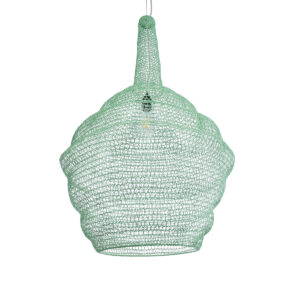 GloboStar® KENTUCKY 01885 Vintage Κρεμαστό Φωτιστικό Οροφής Μονόφωτο 1 x E27 AC220-240V IP20 – Φ60 x Υ90cm – Τιρκουάζ Μεταλλικό Πλέγμα