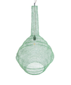 GloboStar® KENTUCKY 01885 Vintage Κρεμαστό Φωτιστικό Οροφής Μονόφωτο 1 x E27 AC220-240V IP20 – Φ60 x Υ90cm – Τιρκουάζ Μεταλλικό Πλέγμα