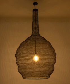 GloboStar® KENTUCKY 01887 Vintage Κρεμαστό Φωτιστικό Οροφής Μονόφωτο 1 x E27 AC220-240V IP20 – Φ90 x Υ110cm – Σκούρο Καφέ Μεταλλικό Πλέγμα