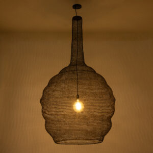 GloboStar® KENTUCKY 01887 Vintage Κρεμαστό Φωτιστικό Οροφής Μονόφωτο 1 x E27 AC220-240V IP20 – Φ90 x Υ110cm – Σκούρο Καφέ Μεταλλικό Πλέγμα